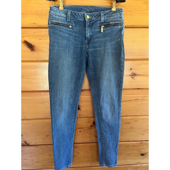 Michael Kors Skinny Jeans with Gold Zip Pockets Women's Size 8 - Picture 1 of 5